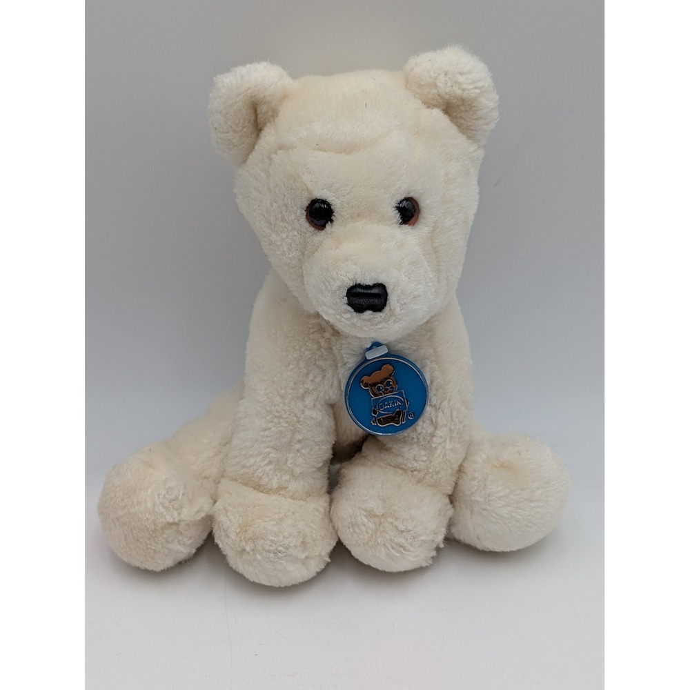 Dakin Polar Bear Plush White Vintage 1978 Stuffed Animal Blue Medallion 10 Inch